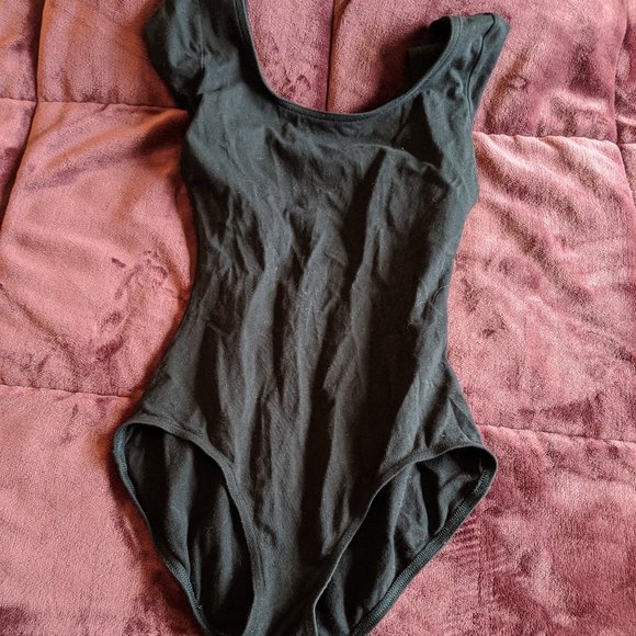 Women's Medium Black Cap Sleeve Leotard - Picture 1 of 6